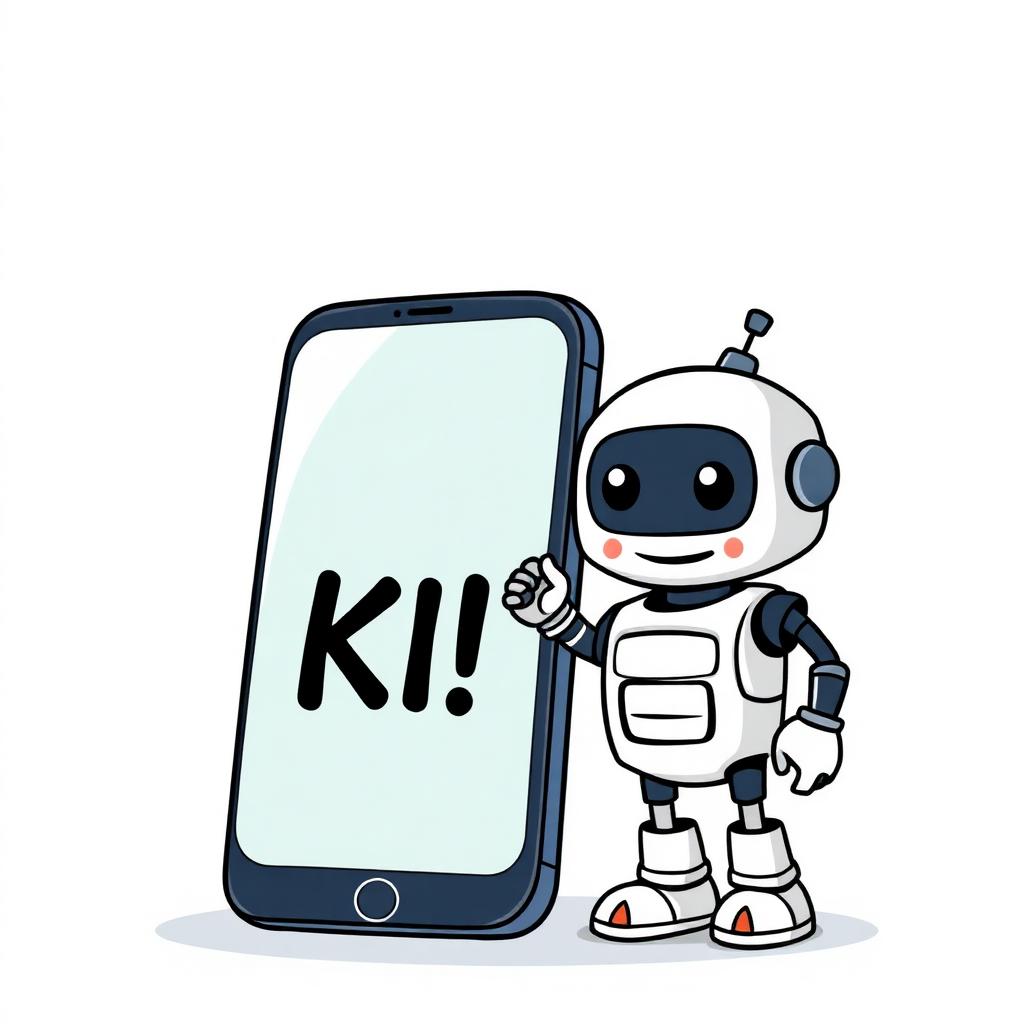 Smartphone mit freundlichem Roboter